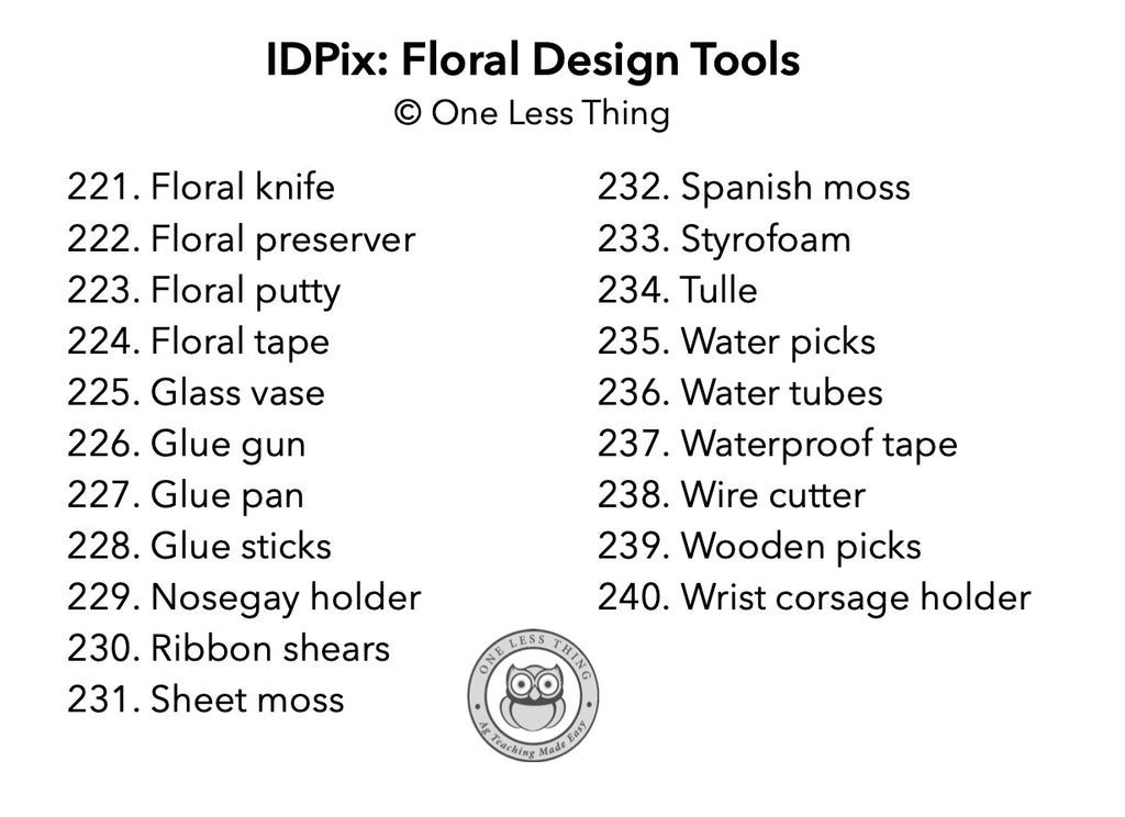 Floral Design Tools ID, IDPix Cards