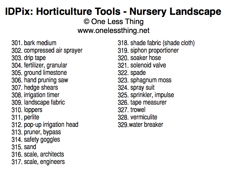 Horticulture Tools ID, IDPix Cards