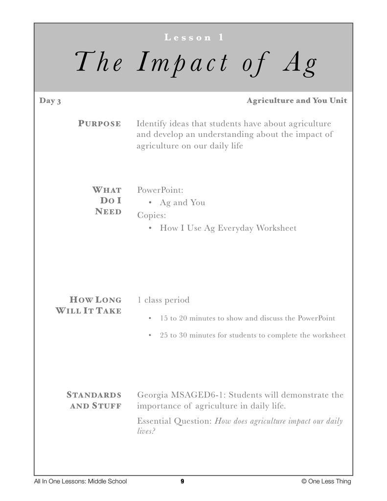 Load image into Gallery viewer, 6-01 Impact of Ag, Lesson Plan Download