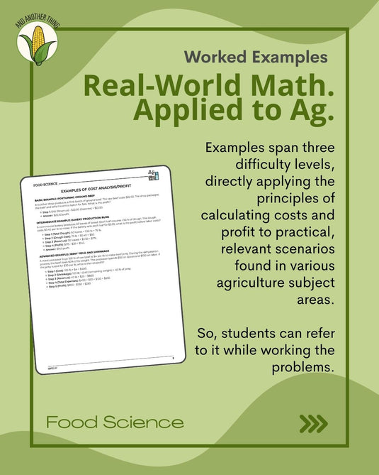 And Another Thing MATH APPLICATION, Food Science PROFIT (ANNUAL)