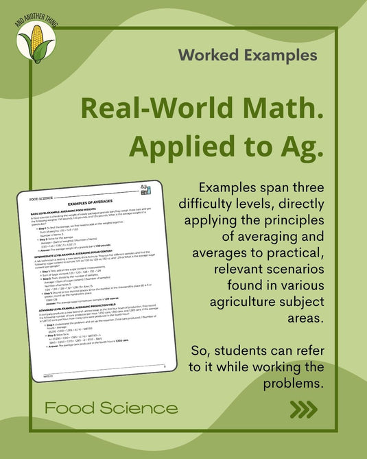 And Another Thing MATH APPLICATION, Food Science AVERAGES (ANNUAL)