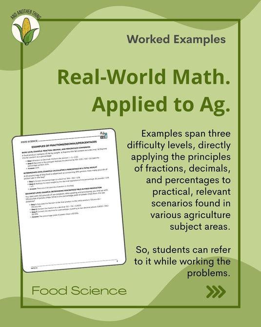 And Another Thing MATH APPLICATION, Food Science PERCENTAGES (ANNUAL)