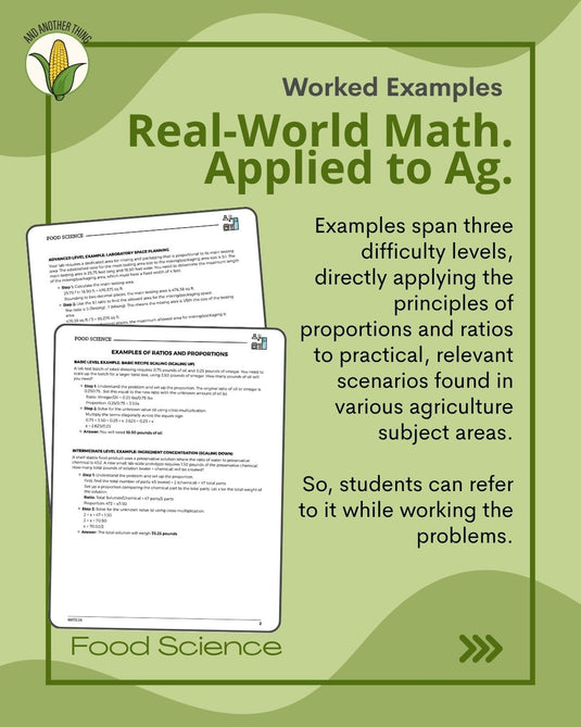 And Another Thing MATH APPLICATION, Food Science RATIOS (ANNUAL)