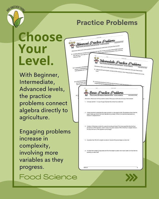 And Another Thing MATH APPLICATION, Food Science PERCENTAGES (ANNUAL)