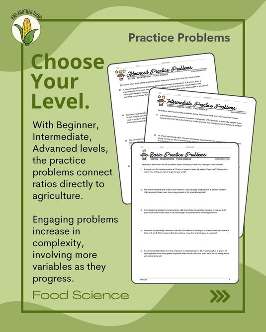 And Another Thing MATH APPLICATION, Food Science RATIOS (ANNUAL)