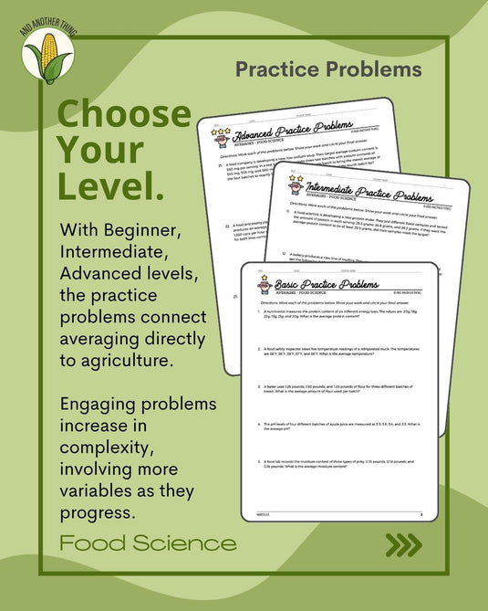 And Another Thing MATH APPLICATION, Food Science AVERAGES (ANNUAL)