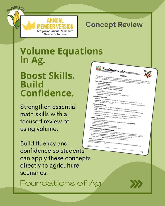 And Another Thing MATH APPLICATION, Foundations of Ag VOLUME (ANNUAL)