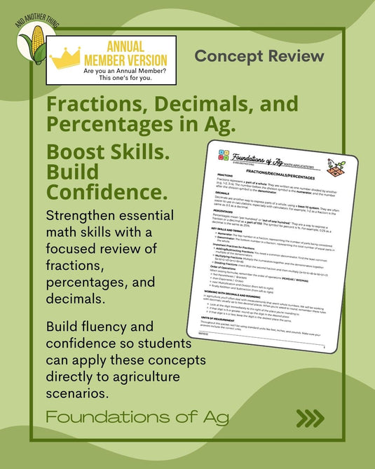 And Another Thing MATH APPLICATION, Foundations of Ag PERCENTAGES (ANNUAL)