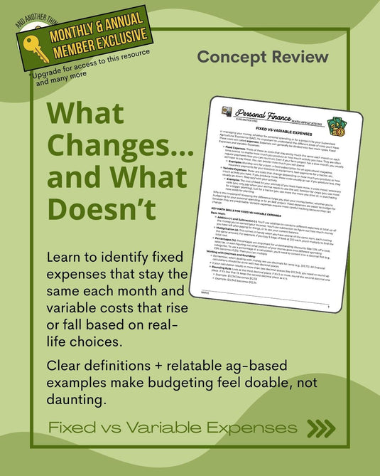 And Another Thing MATH APPLICATION, Personal Finance EXPENSES (ANNUAL)