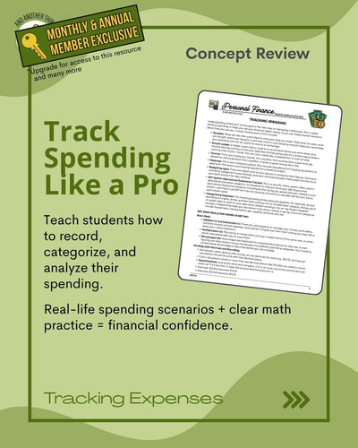 And Another Thing MATH APPLICATION, Personal Finance TRACKING SPENDING (ANNUAL)