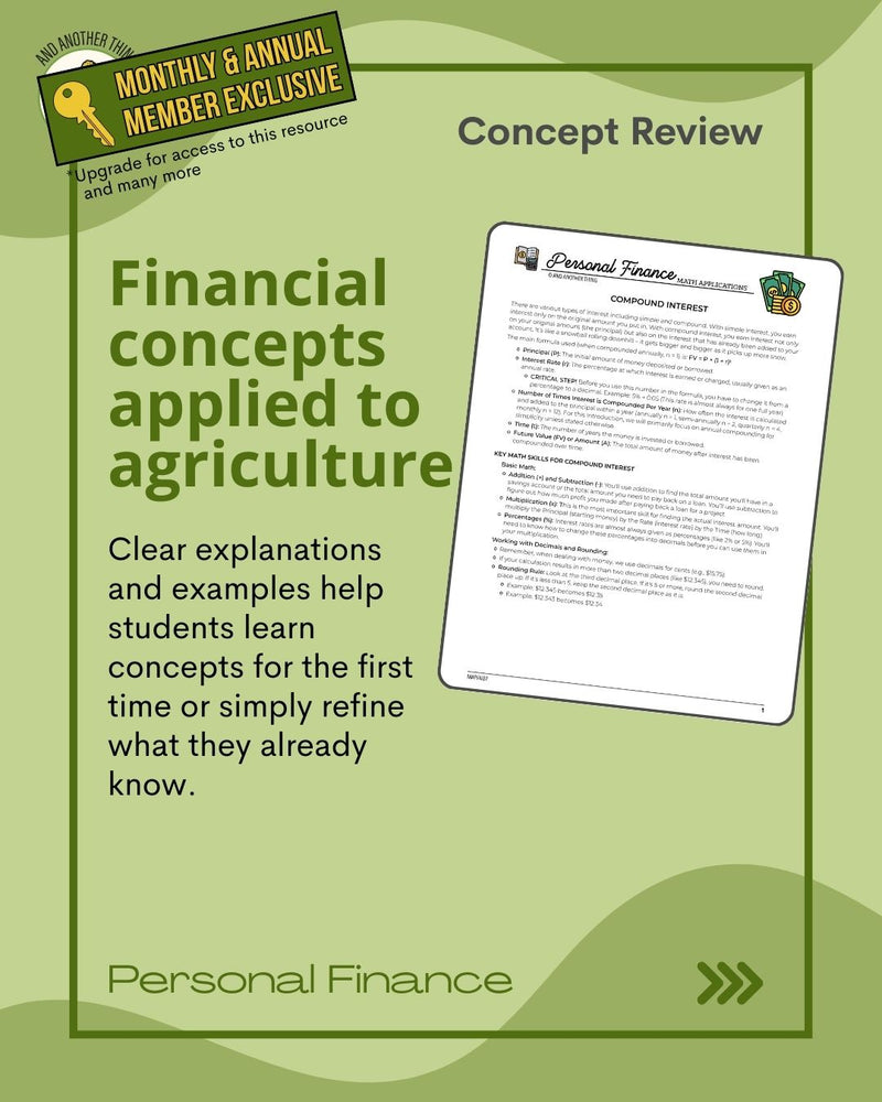 Load image into Gallery viewer, And Another Thing MATH APPLICATION, Personal Finance COMPOUND INTEREST (ANNUAL)
