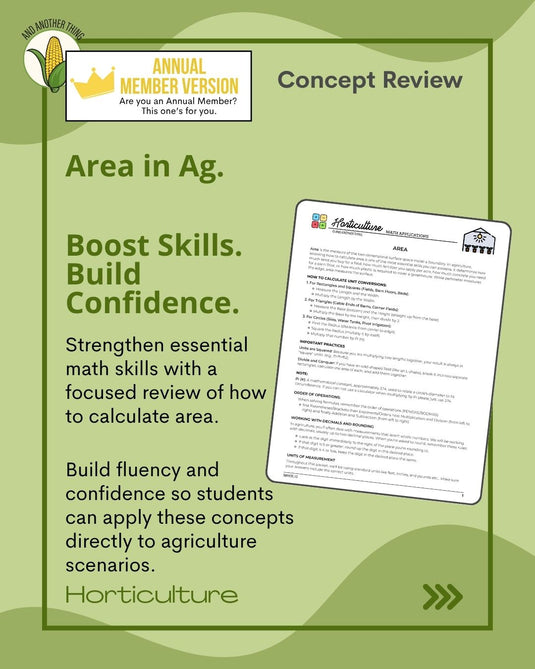 And Another Thing MATH APPLICATION, Horticulture AREA (ANNUAL)