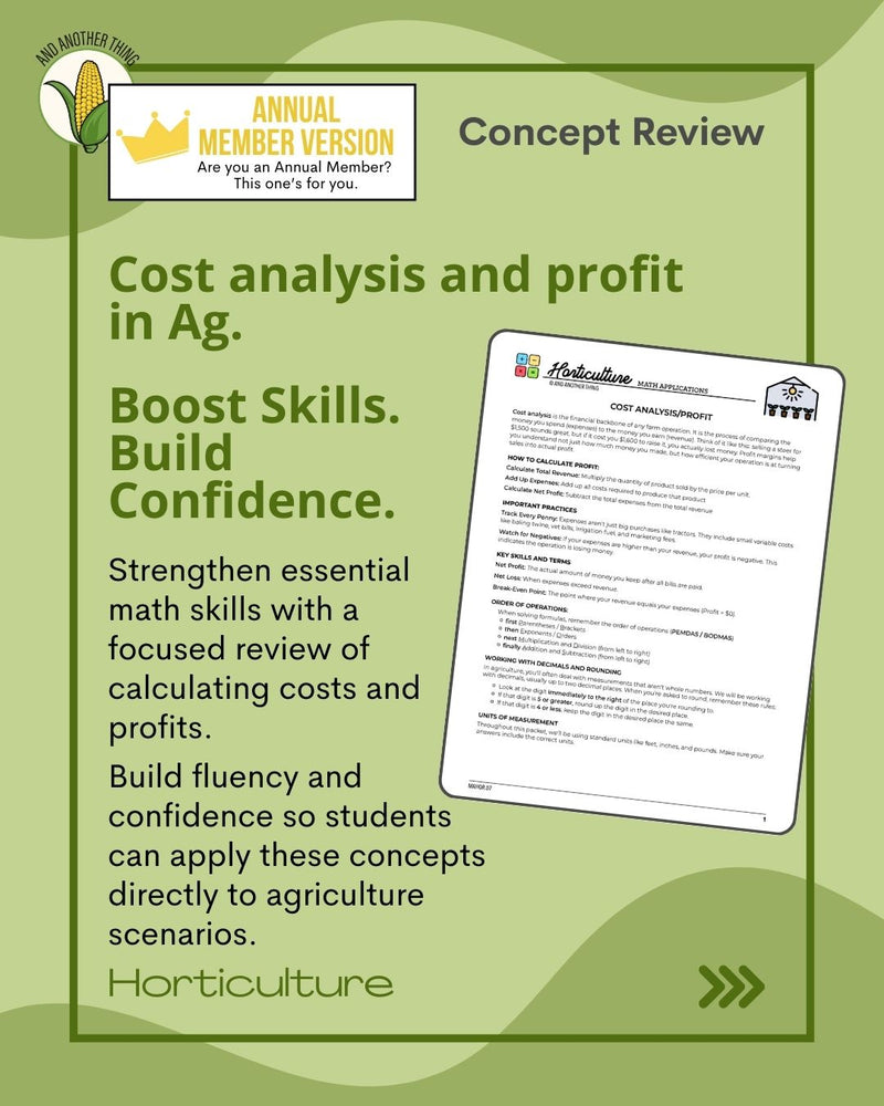 Load image into Gallery viewer, And Another Thing MATH APPLICATION, Horticulture PROFIT (ANNUAL)
