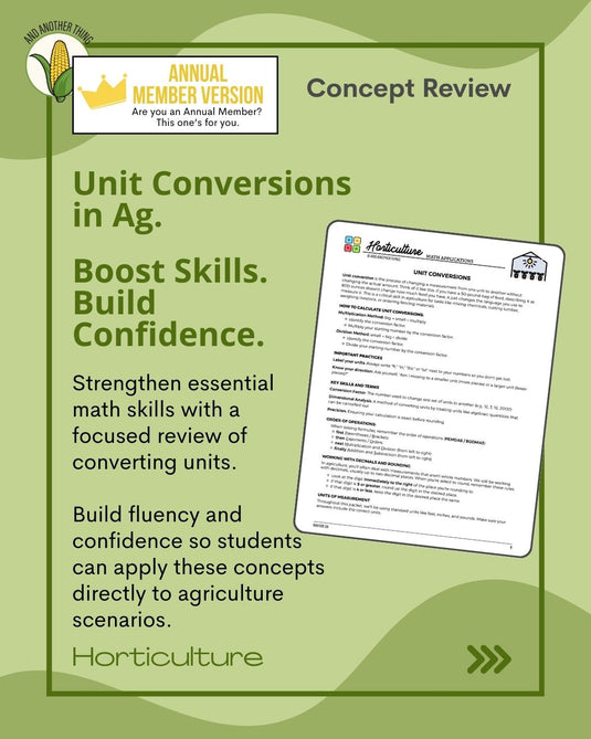 And Another Thing MATH APPLICATION, Horticulture UNIT CONVERSIONS (ANNUAL)