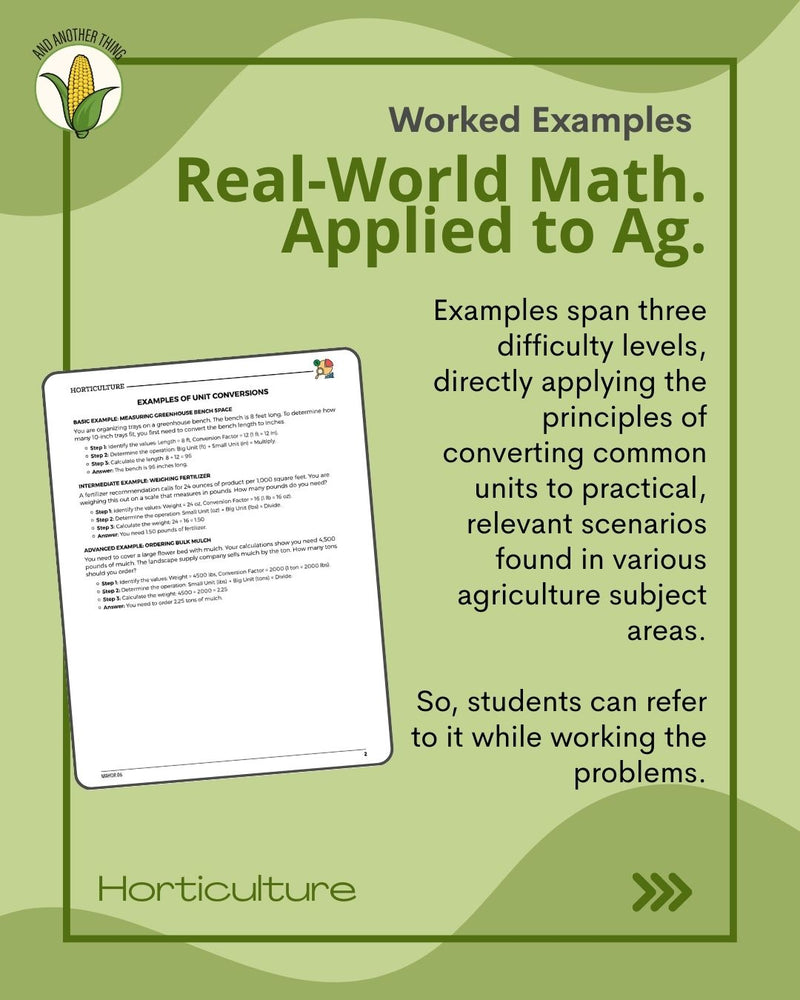 Load image into Gallery viewer, And Another Thing MATH APPLICATION, Horticulture UNIT CONVERSIONS (ANNUAL)
