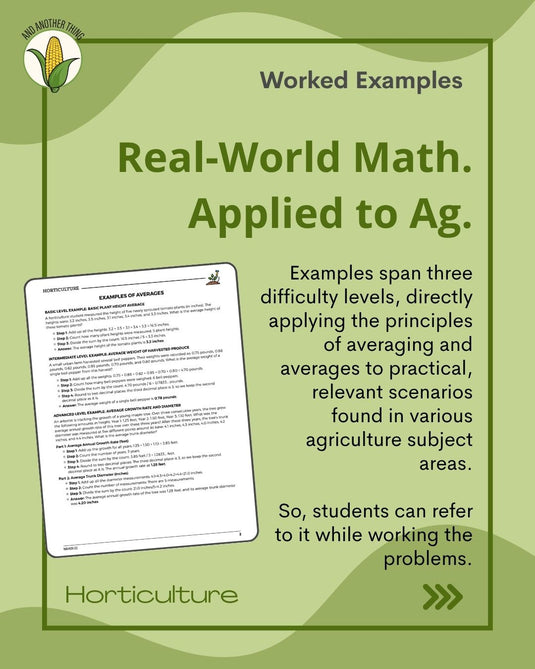 And Another Thing MATH APPLICATION, Horticulture AVERAGES (ANNUAL)
