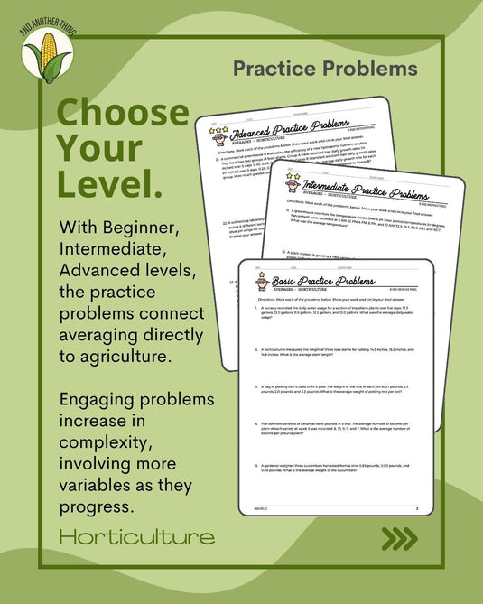 And Another Thing MATH APPLICATION, Horticulture AVERAGES (ANNUAL)