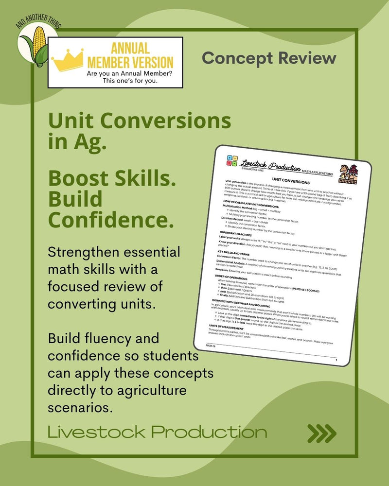 Load image into Gallery viewer, And Another Thing MATH APPLICATION, Livestock Production UNIT CONVERSIONS (ANNUAL)
