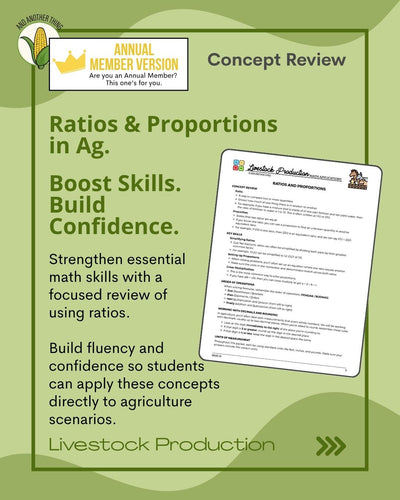 And Another Thing MATH APPLICATION, Livestock Production RATIOS (ANNUAL)
