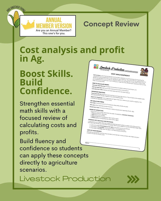 And Another Thing MATH APPLICATION, Livestock Production PROFIT (ANNUAL)