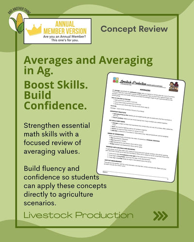And Another Thing MATH APPLICATION, Livestock Production AVERAGES (ANNUAL)