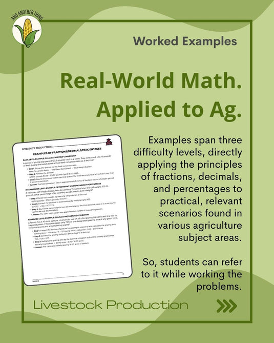 And Another Thing MATH APPLICATION, Livestock Production PERCENTAGES (ANNUAL)