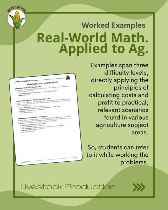 And Another Thing MATH APPLICATION, Livestock Production PROFIT (ANNUAL)