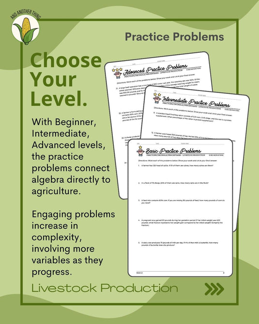 And Another Thing MATH APPLICATION, Livestock Production PERCENTAGES (ANNUAL)