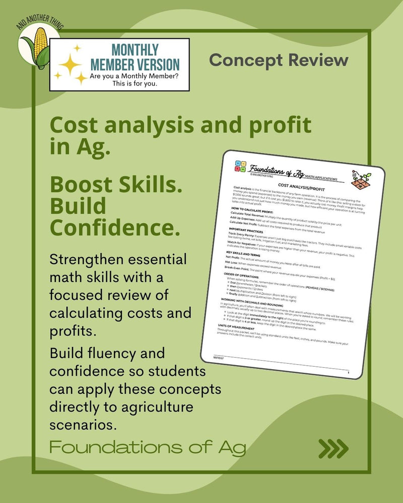 Load image into Gallery viewer, And Another Thing MATH APPLICATION, Foundations of Ag PROFIT (MONTHLY)
