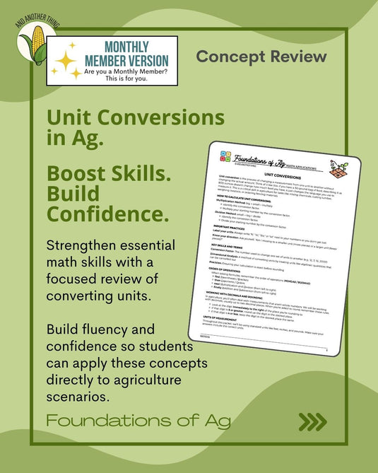 And Another Thing MATH APPLICATION, Foundations of Ag CONVERSIONS (MONTHLY)