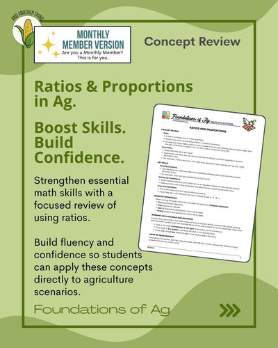 And Another Thing MATH APPLICATION, Foundations of Ag RATIOS (MONTHLY)