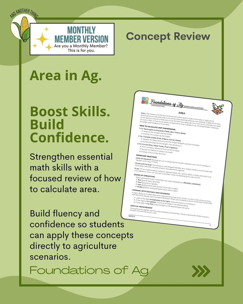 Load image into Gallery viewer, And Another Thing MATH APPLICATION, Foundations of Ag AREA (MONTHLY)

