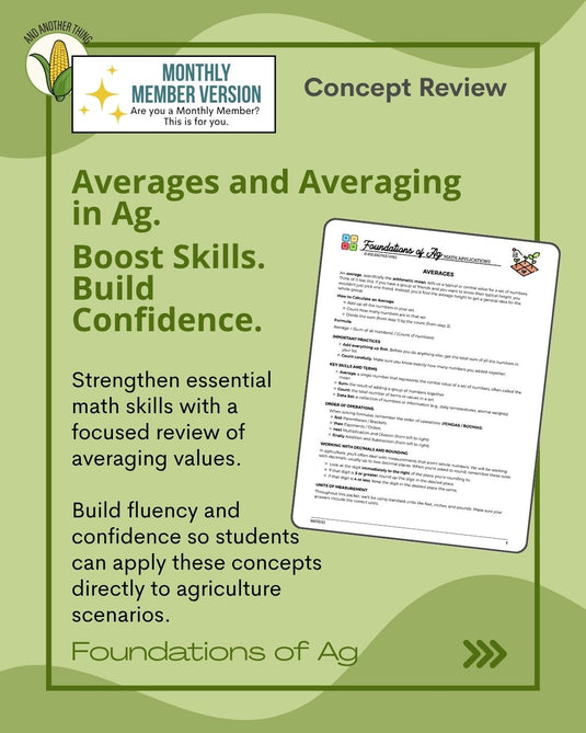 And Another Thing MATH APPLICATION, Foundations of Ag AVERAGES (MONTHLY)