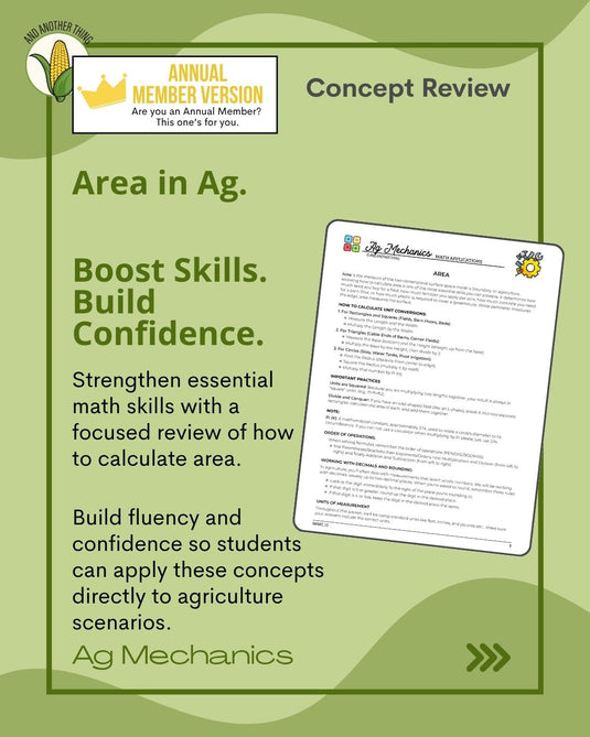 And Another Thing MATH APPLICATION, Ag Mechanics AREA (ANNUAL)