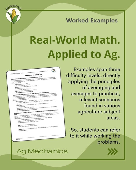 And Another Thing MATH APPLICATION, Ag Mechanics AVERAGES (ANNUAL)