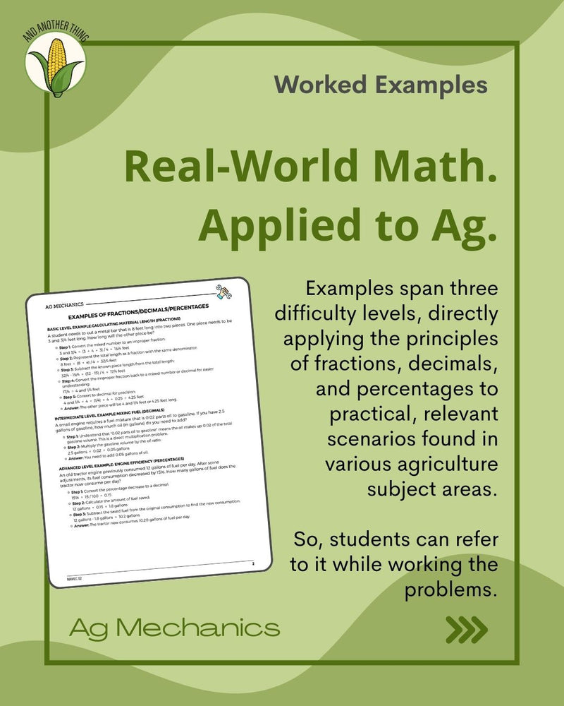 Load image into Gallery viewer, And Another Thing MATH APPLICATION, Ag Mechanics PERCENTAGES (ANNUAL)
