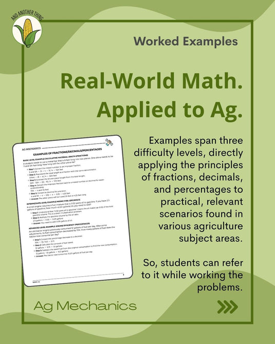 And Another Thing MATH APPLICATION, Ag Mechanics PERCENTAGES (ANNUAL)