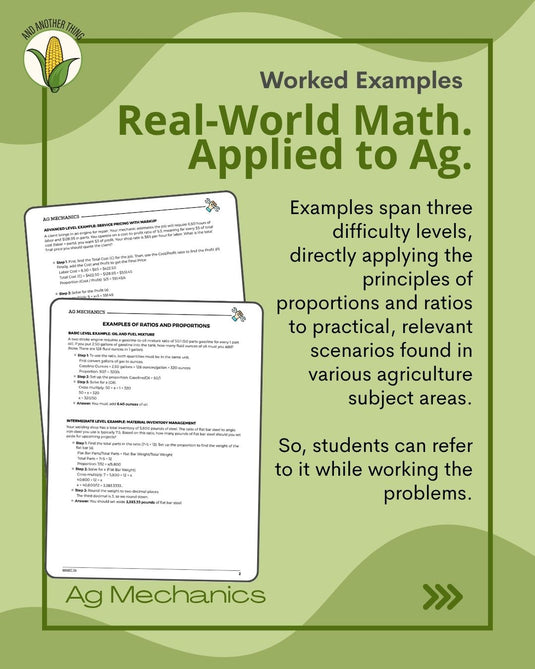 And Another Thing MATH APPLICATION, Ag Mechanics RATIOS (ANNUAL)