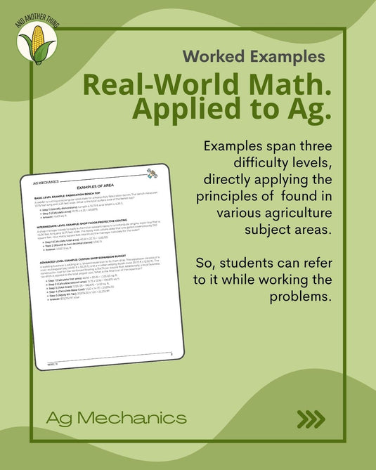 And Another Thing MATH APPLICATION, Ag Mechanics AREA (ANNUAL)