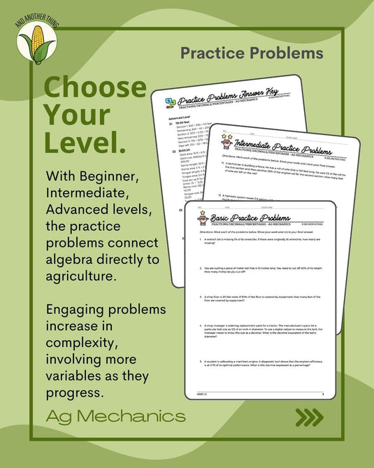 And Another Thing MATH APPLICATION, Ag Mechanics PERCENTAGES (ANNUAL)