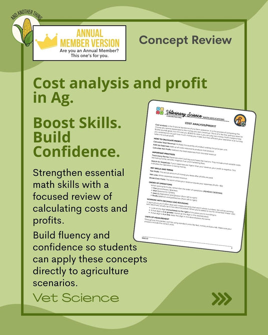 And Another Thing MATH APPLICATION, Vet Science PROFIT (ANNUAL)