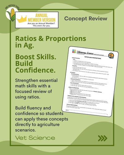 And Another Thing MATH APPLICATION, Vet Science RATIOS (ANNUAL)
