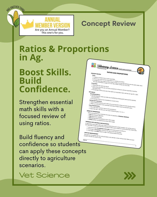 And Another Thing MATH APPLICATION, Vet Science RATIOS (ANNUAL)