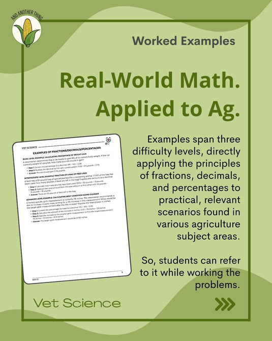 And Another Thing MATH APPLICATION, Vet Science PERCENTAGES (ANNUAL)