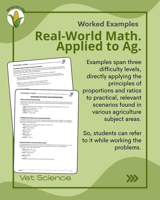 And Another Thing MATH APPLICATION, Vet Science RATIOS (ANNUAL)