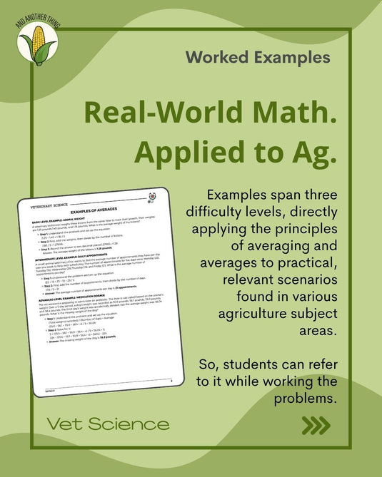 And Another Thing MATH APPLICATION, Vet Science AVERAGES (ANNUAL)