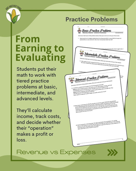 And Another Thing MATH APPLICATION, Personal Finance REVENUE VS EXPENSES (ANNUAL)