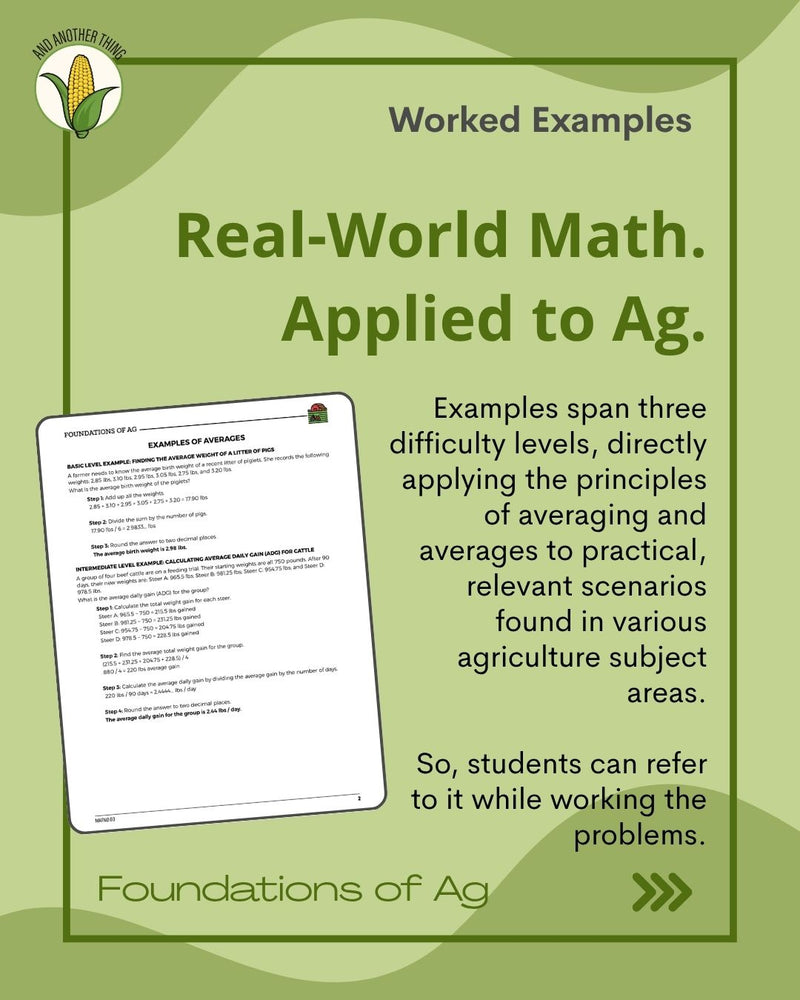 Load image into Gallery viewer, And Another Thing MATH APPLICATION, Foundations of Ag AVERAGES (MONTHLY)
