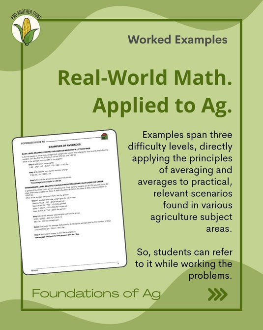 And Another Thing MATH APPLICATION, Foundations of Ag AVERAGES (ANNUAL)