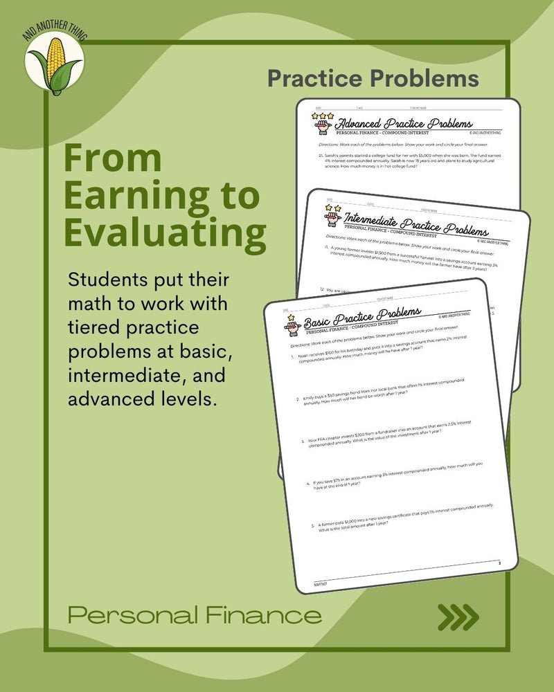 Load image into Gallery viewer, And Another Thing MATH APPLICATION, Personal Finance COMPOUND INTEREST (MONTHLY)
